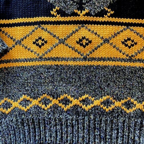 Vintage Susann D Acrylic Wool Blend Black Yellow Sage Green Argyle Sweat… - Picture 3 of 10